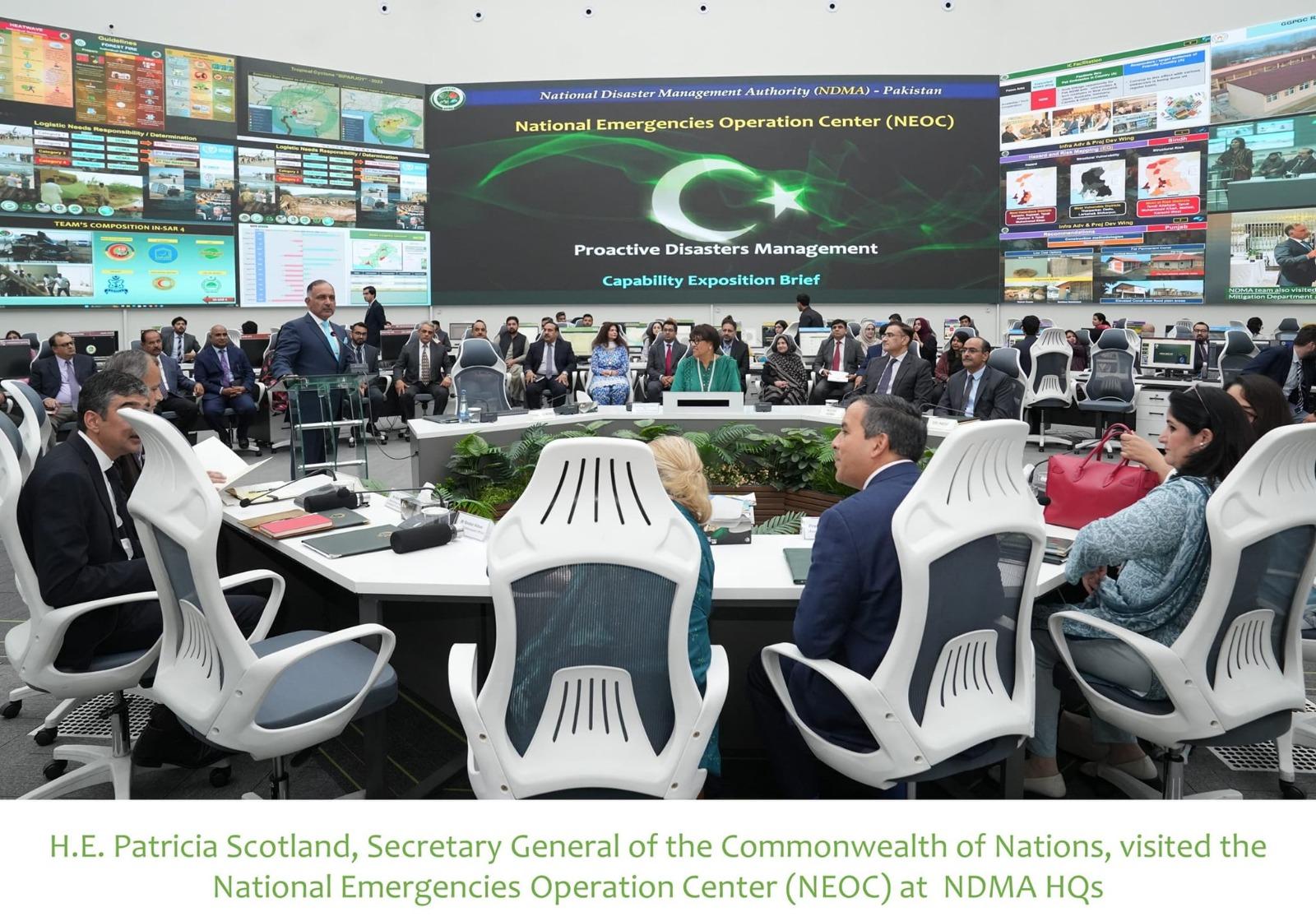 29-07-2024, Her Excellency Patricia Scotland, Secretary General of the Commonwealth of Nations, visited the National Emergencies Operation Center (NEOC) at  NDMA HQs this afternoon.